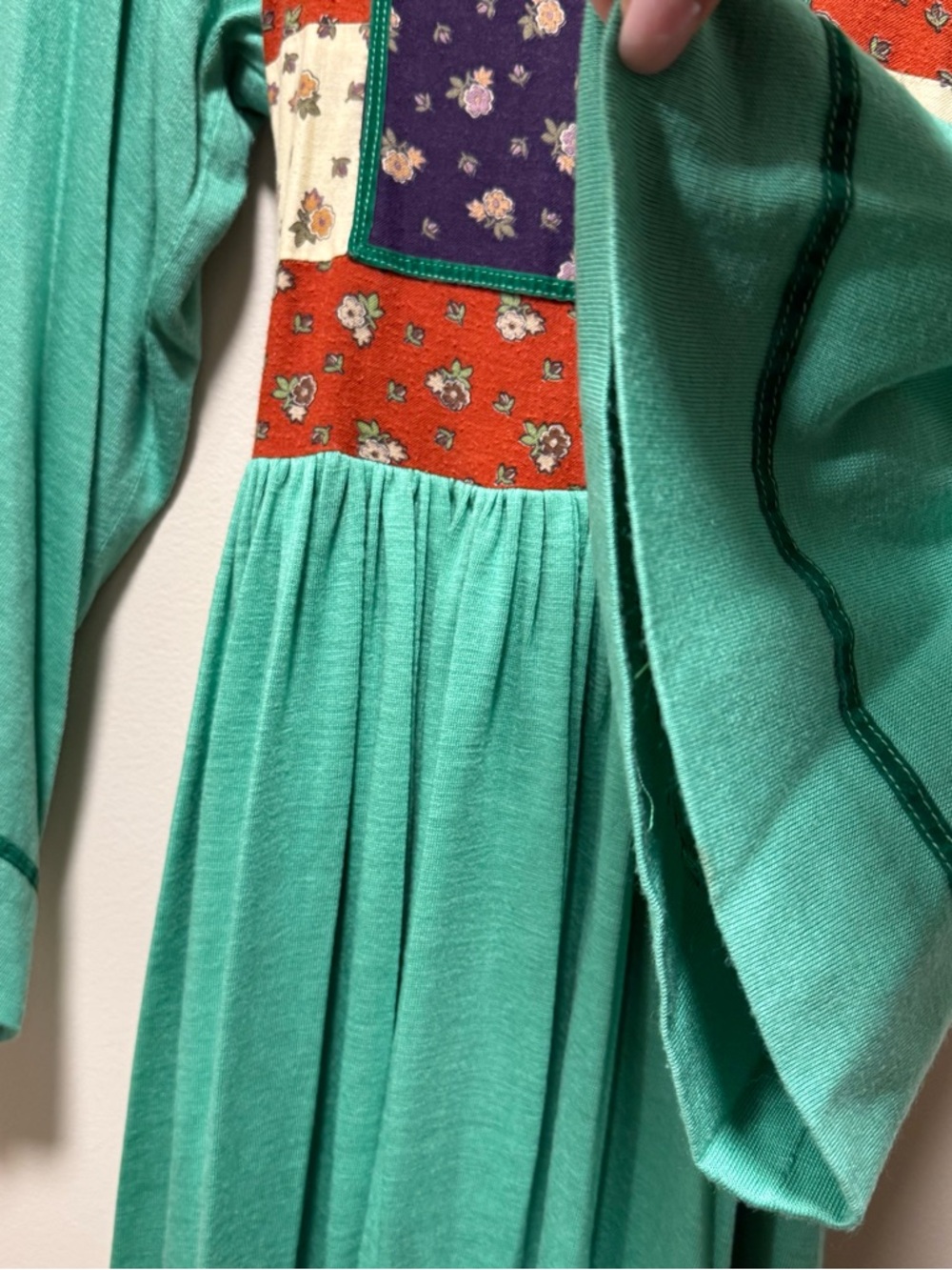 Vintage 70s Wendy Originals Seafoam Prairie Maxi Dress XS/S - Picture 6 of 7